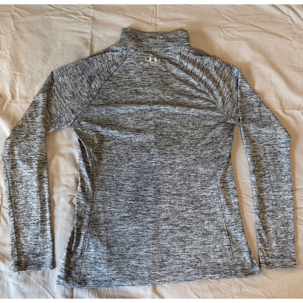 Under Armour Womens HeatGear Quarter Zip Pullover Space Dye Grey Black Large - Picture 3 of 7